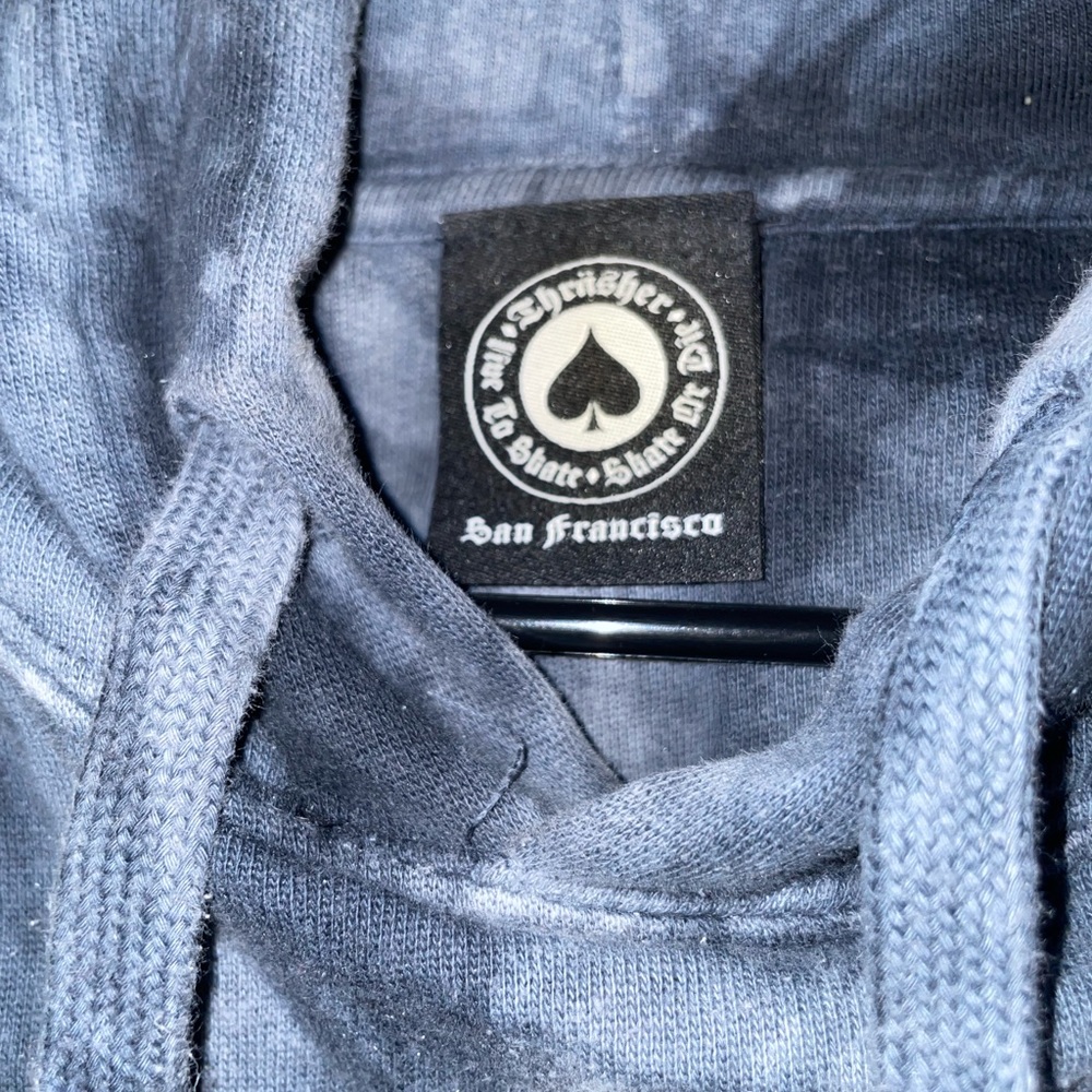Blue and White Tie Dye Hoodie | Trasher - Picture 2 of 3